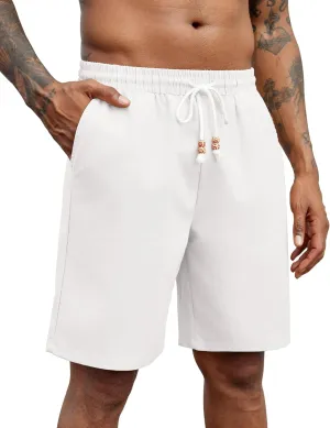 COOFANDY Mens Linen Shorts Casual Drawstring Elastic Waist Lightweight Summer Vacation Beach Shorts