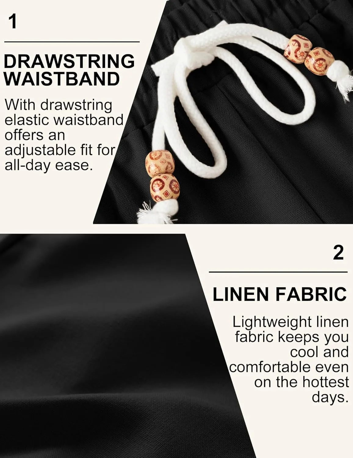 COOFANDY Mens Linen Shorts Casual Drawstring Elastic Waist Lightweight Summer Vacation Beach Shorts