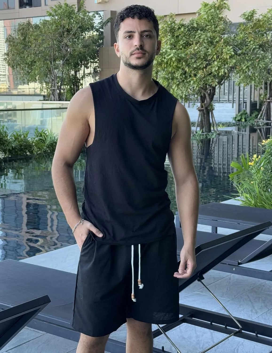 COOFANDY Mens Linen Shorts Casual Drawstring Elastic Waist Lightweight Summer Vacation Beach Shorts