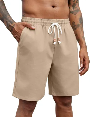 COOFANDY Mens Linen Shorts Casual Drawstring Elastic Waist Lightweight Summer Vacation Beach Shorts