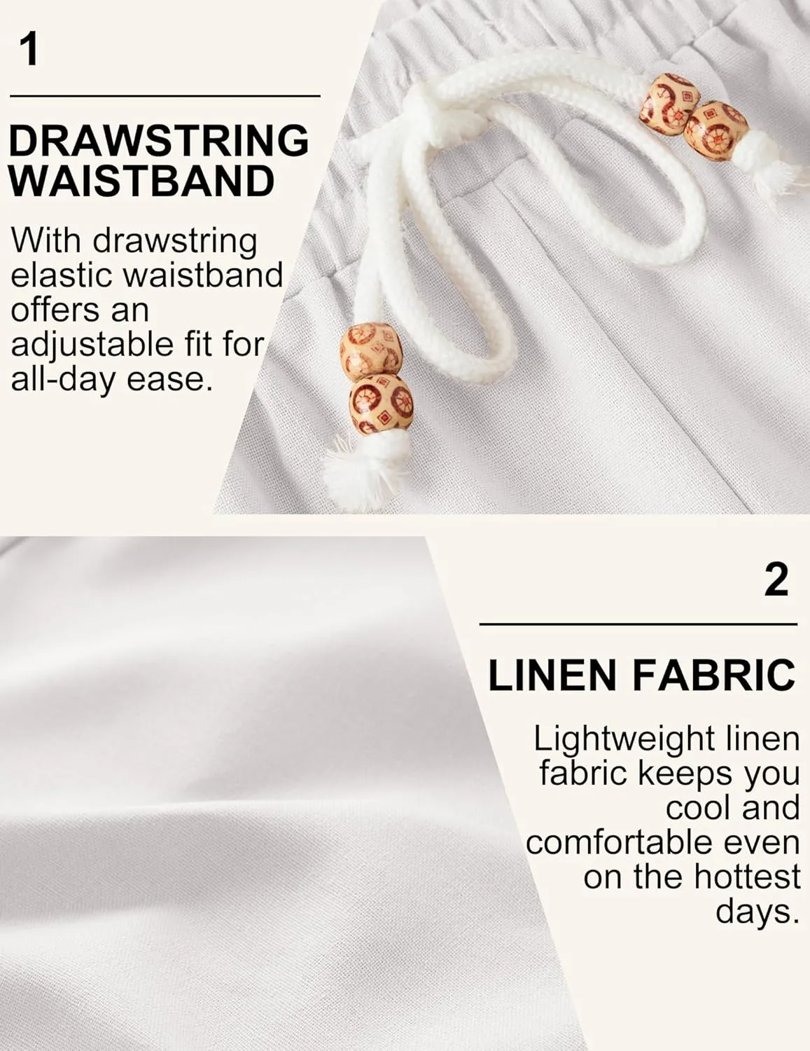 COOFANDY Mens Linen Shorts Casual Drawstring Elastic Waist Lightweight Summer Vacation Beach Shorts