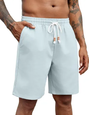 COOFANDY Mens Linen Shorts Casual Drawstring Elastic Waist Lightweight Summer Vacation Beach Shorts