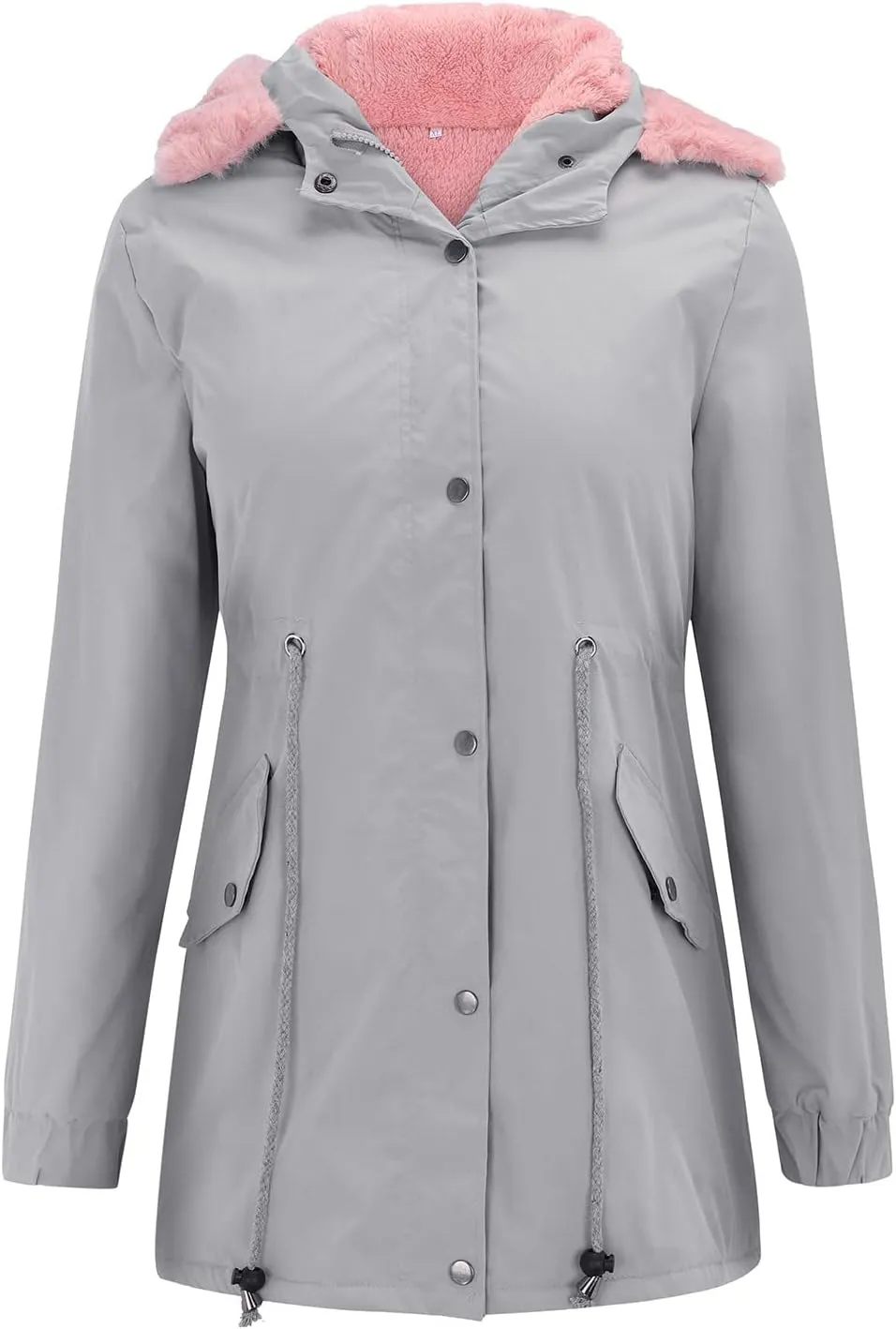 cooki Winter Coats for Women Cotton Coat Thicken Fleece Lined Trench Coats Warm Windbreaker Faux Fur Hooded Parka Jacket