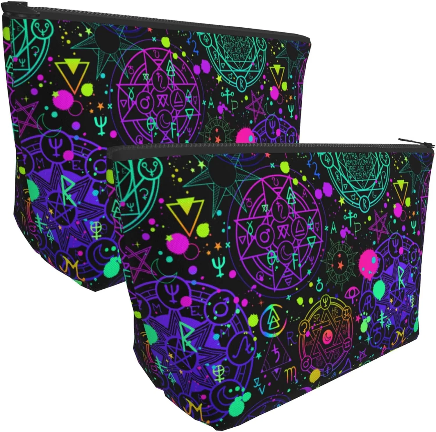 Cosmetic Bag With Zipper Portable Travel Cosmetic Bag Cute Stationery Bag For Travel, Gym, Weekend Soft gothic trippy purple sun moon magic alchemical cosmic witch witchy Makeup Bags