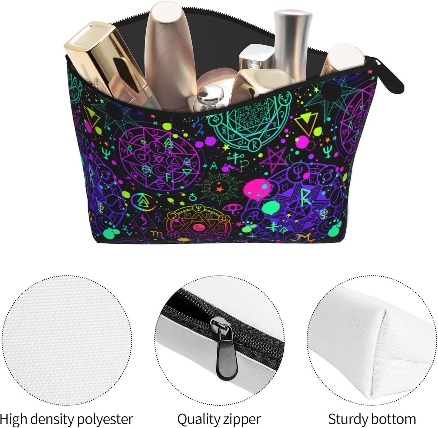 Cosmetic Bag With Zipper Portable Travel Cosmetic Bag Cute Stationery Bag For Travel, Gym, Weekend Soft gothic trippy purple sun moon magic alchemical cosmic witch witchy Makeup Bags