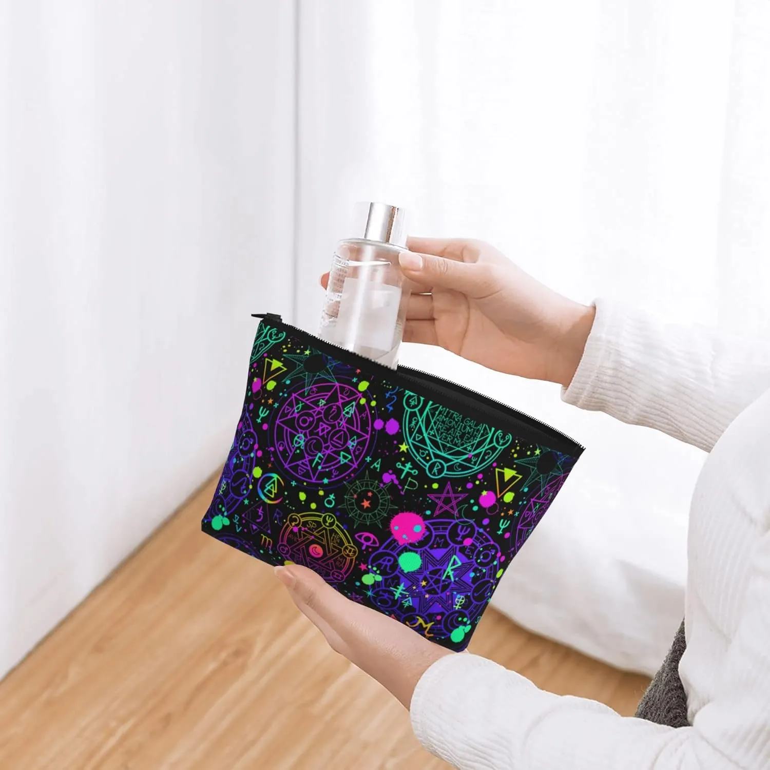 Cosmetic Bag With Zipper Portable Travel Cosmetic Bag Cute Stationery Bag For Travel, Gym, Weekend Soft gothic trippy purple sun moon magic alchemical cosmic witch witchy Makeup Bags
