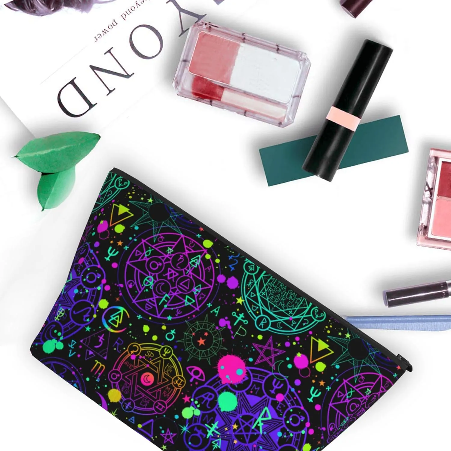 Cosmetic Bag With Zipper Portable Travel Cosmetic Bag Cute Stationery Bag For Travel, Gym, Weekend Soft gothic trippy purple sun moon magic alchemical cosmic witch witchy Makeup Bags