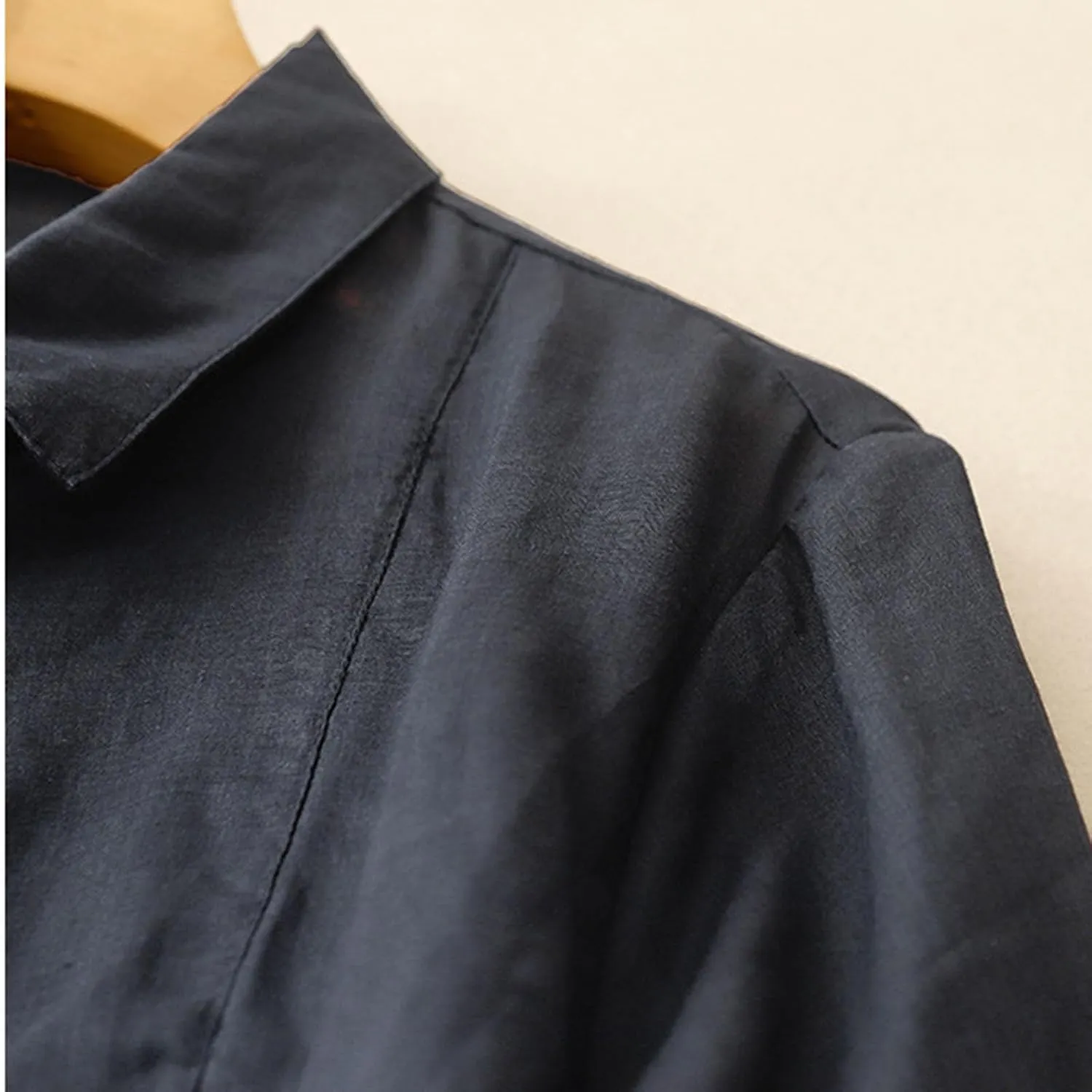 Cotton Tshirts for Women Lightweight Linen Cotton Soft Tops Casual 3/4 Sleeve Button Down Summer Blouses Outfits