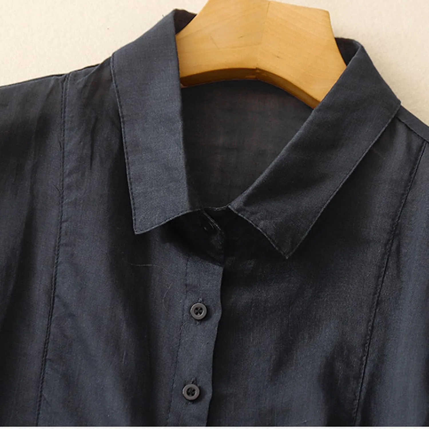 Cotton Tshirts for Women Lightweight Linen Cotton Soft Tops Casual 3/4 Sleeve Button Down Summer Blouses Outfits
