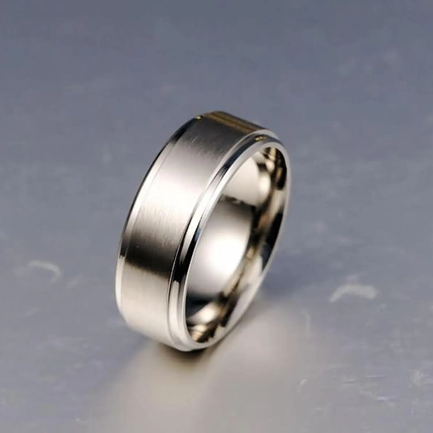 Couples Matching Rings Set, Wedding Rings Sets for Him and Her Stainless Steel Comfort Fit Silver Brushed Ring 6mm/8mm