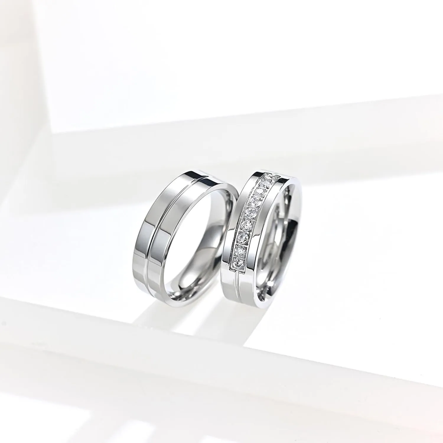 Couples Rings Promise Rings, Stainless Steel Couples Wedding Rings Pair Comfort Fit 6mm Forever Love Ring