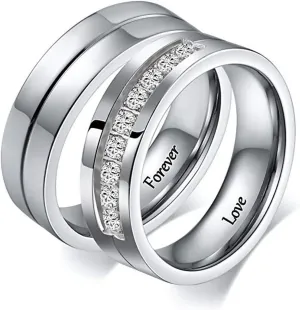 Couples Rings Promise Rings, Stainless Steel Couples Wedding Rings Pair Comfort Fit 6mm Forever Love Ring