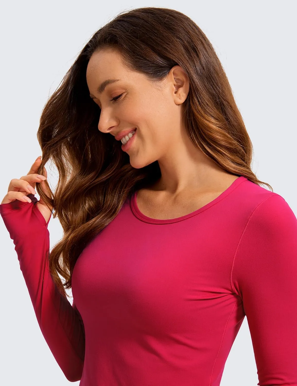 CRZ YOGA Long Sleeve Crop Tops for Women Workout Cropped T-Shirts Yoga Slim Fit Athletic Gym Shirts with Thumb Hole