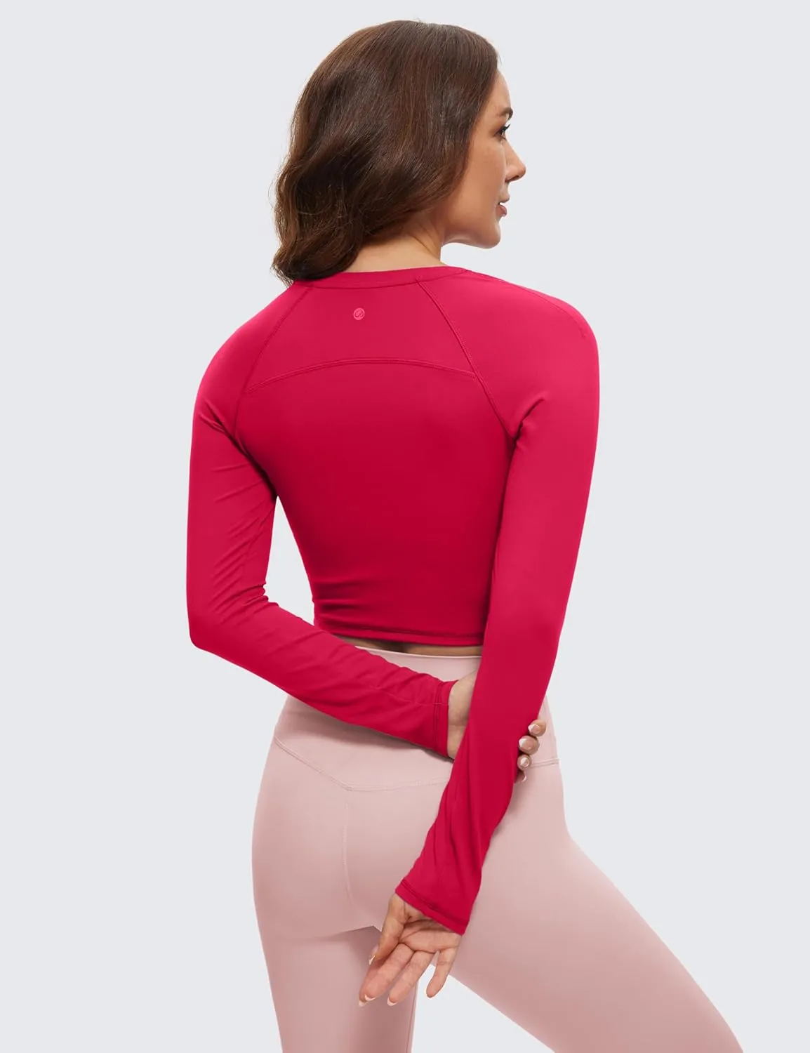 CRZ YOGA Womens Long Sleeve Crop Workout Tops Athletic Yoga Running Cropped T-Shirt Slim Fit Gym Shirts