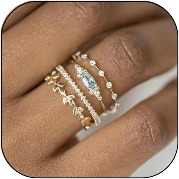 CSIYANJRY99 Stackable Gold Rings for Women Non Tarnish 14K Gold Plated Dainty Cubic Zirconia Rings Fashion Aesthetic Cute Rings for Women