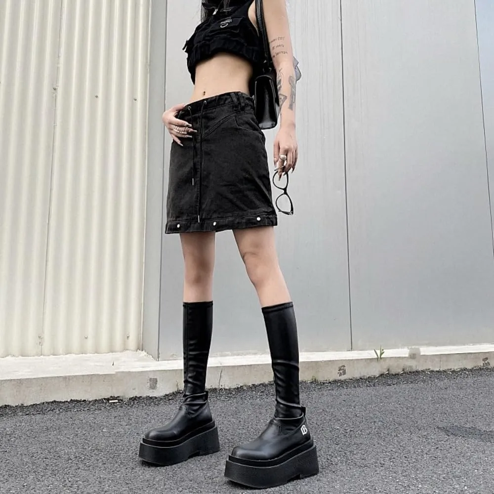 CUTEGAL Y2k Cargo Skirt - Detachable, Vintage Denim Women's Long Skirt
