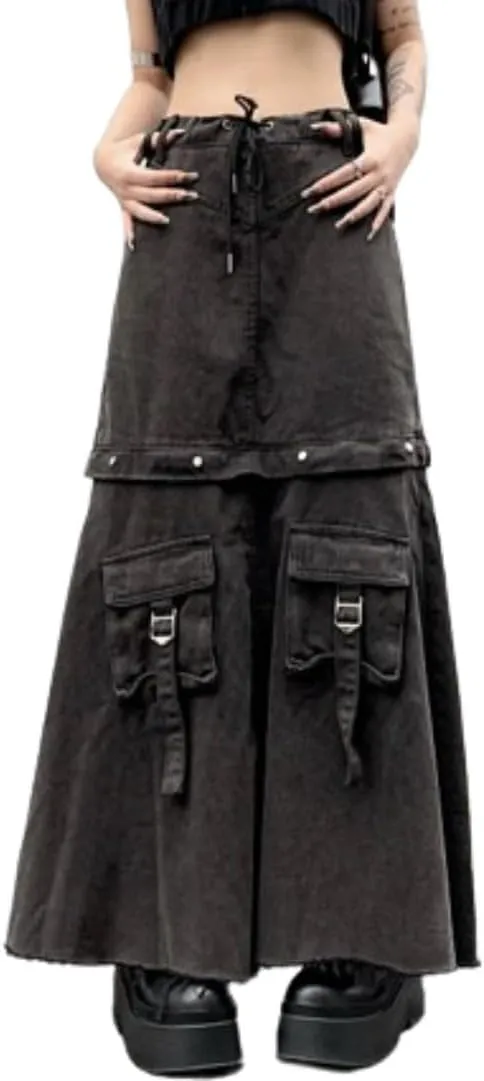 CUTEGAL Y2k Cargo Skirt - Detachable, Vintage Denim Women's Long Skirt