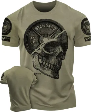 D R DETROIT REBELS Skull Plate Printed Shirts Men's Hardcore Gym Workout T-Shirt