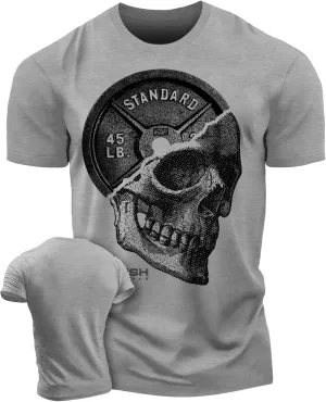 D R DETROIT REBELS Skull Plate Printed Shirts Men's Hardcore Gym Workout T-Shirt
