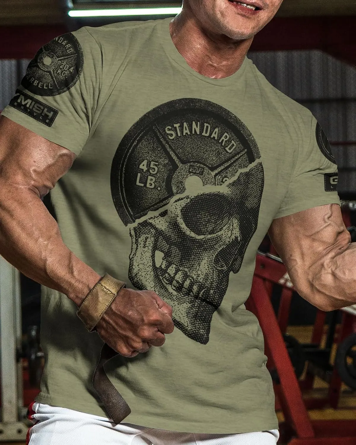 D R DETROIT REBELS Skull Plate Printed Shirts Men's Hardcore Gym Workout T-Shirt