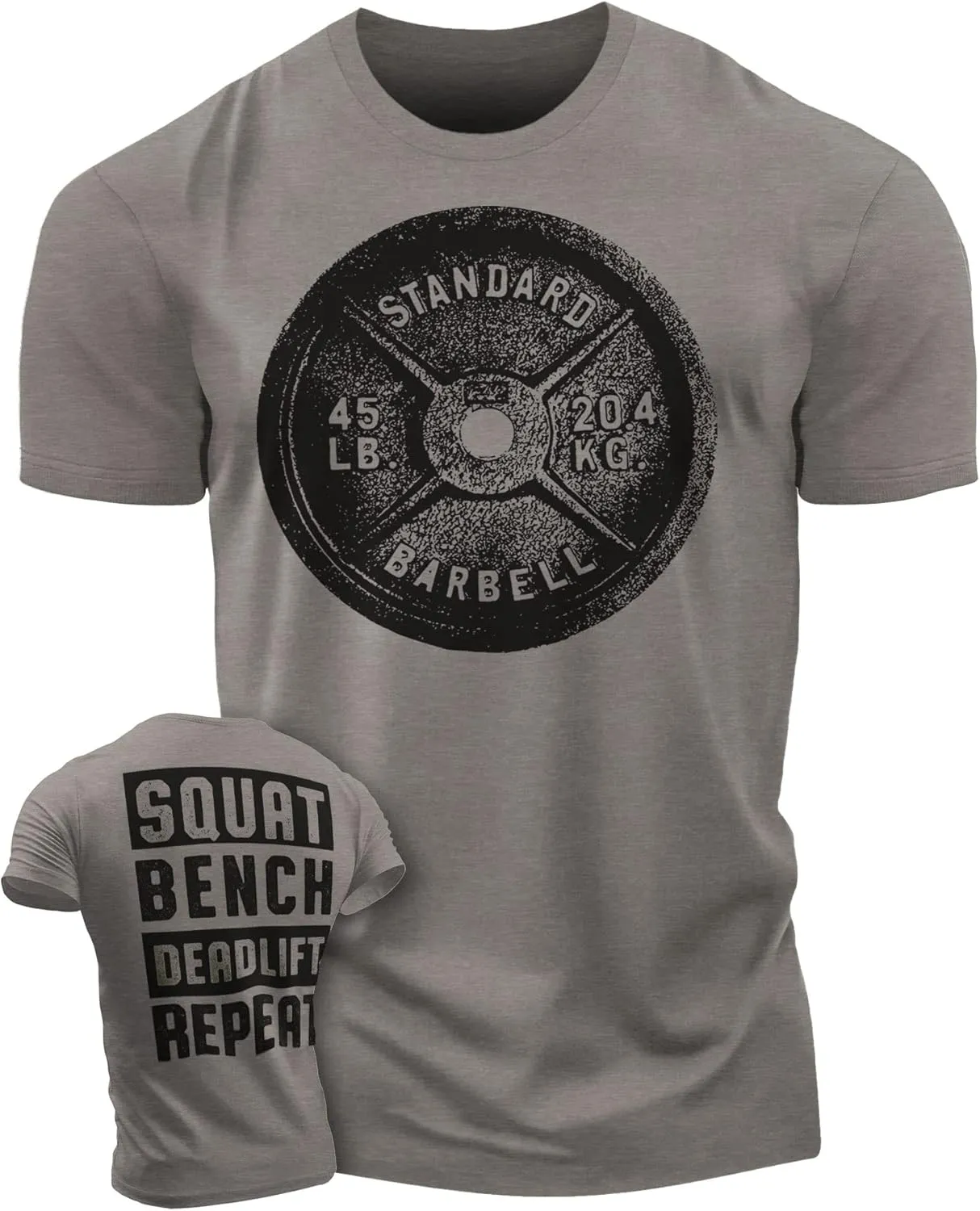 D R DETROIT REBELS Squat Bench Deadlift Repeat Gym Workout Shirts for Men Weight Plate Gym T-Shirt