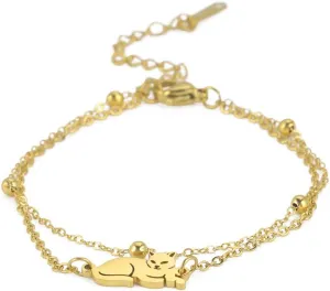 Dainty Gold Cat Anklet for Women Ankle Bracelet Gift Set Cross Chain Kitten Anniversary Birthday Stainless Steel Family Friends
