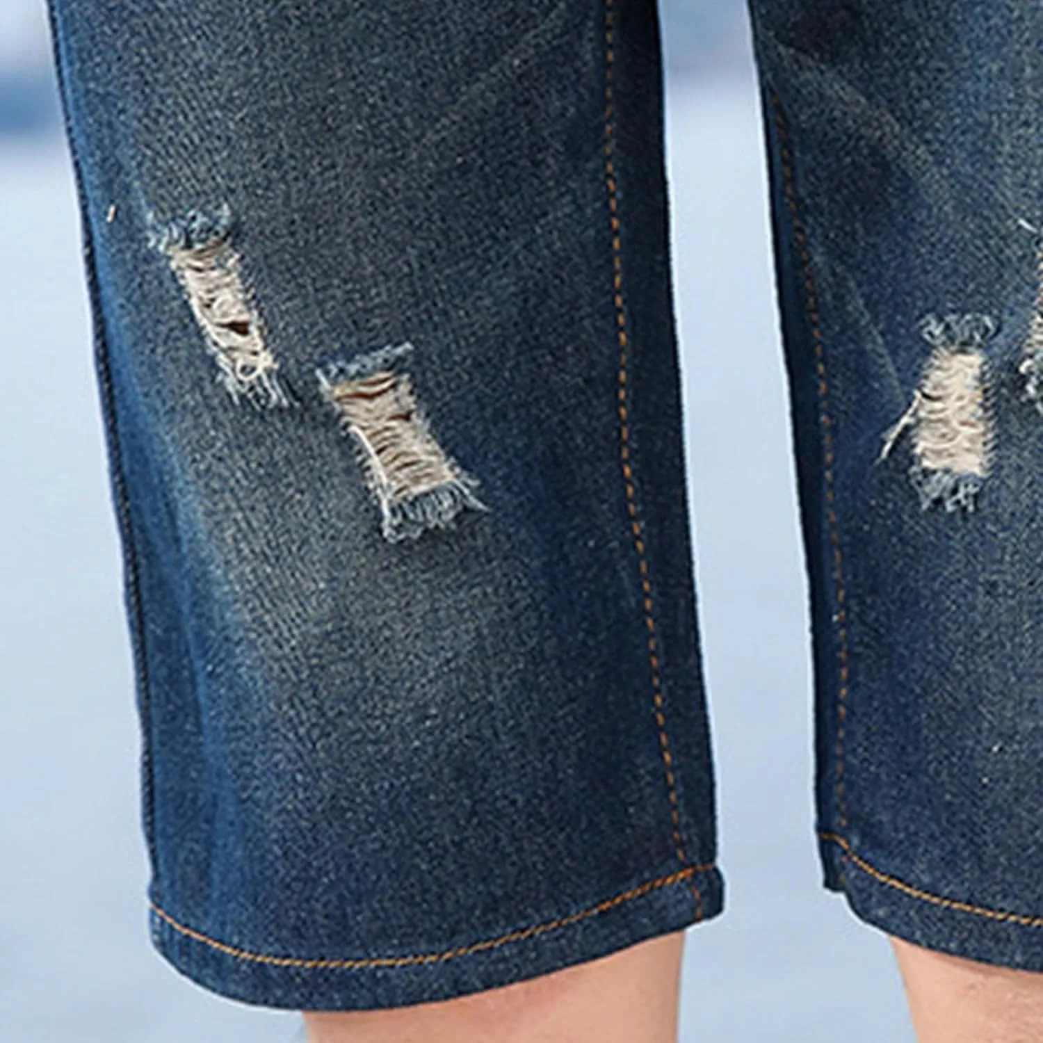 DGHM-JLMY Men's Ripped Loose Straight Jeans Shorts Destroyed Retro Zipper Jean Shorts Casual Slim Fit Regular Denim Shorts
