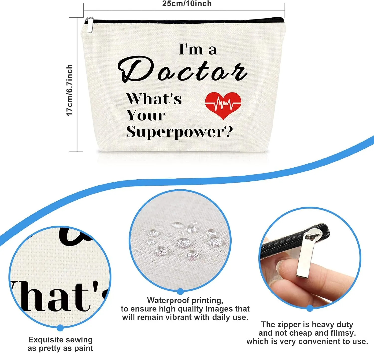 Doctor Gifts for Women Makeup Cosmetic Bag Doctor Appreciation Gifts Retirement Gifts for Doctor Christmas Birthday Gifts Medical Doctor Graduation Gift Thank You Gifts for Doctor Travel Pouch