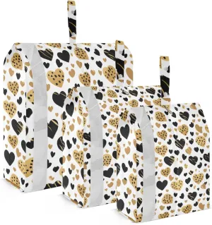DOMIKING Leopard Heart Packing Cubes for Travel Luggage Organizer Hanging Packing Bag for Suitcases Clothes Set of 3