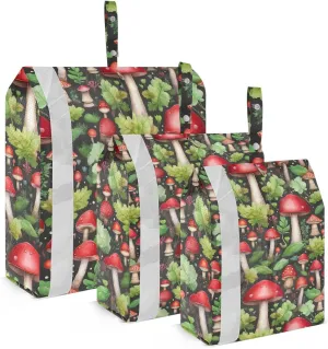 DOMIKING Mushrooms Leaves Black Packing Cubes for Travel Luggage Organizer Hanging Packing Bag for Clothes Suitcases Set of 3