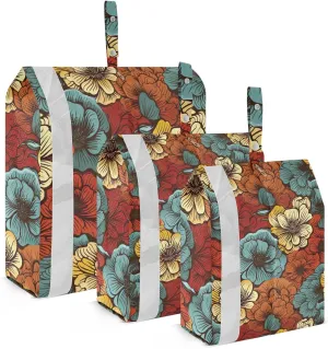 DOMIKING Poppy Watercolor Floral Packing Cubes for Travel Luggage Organizer Hanging Packing Bag for Carry On Suitcases Clothes Set of 3