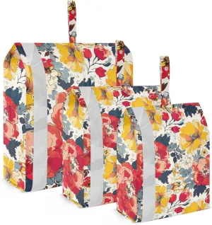 DOMIKING Red Yellow Flowers Packing Cubes for Travel Luggage Organizer Hanging Packing Bag for Suitcase Clothes Set of 3