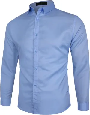 Dress Shirts for Mens Long Sleeve Regular Fit Casual Blouse Wrinkle-Free Button Down Business Shirt Formal Work Tops