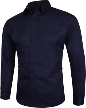 Dress Shirts for Mens Long Sleeve Regular Fit Casual Blouse Wrinkle-Free Button Down Business Shirt Formal Work Tops