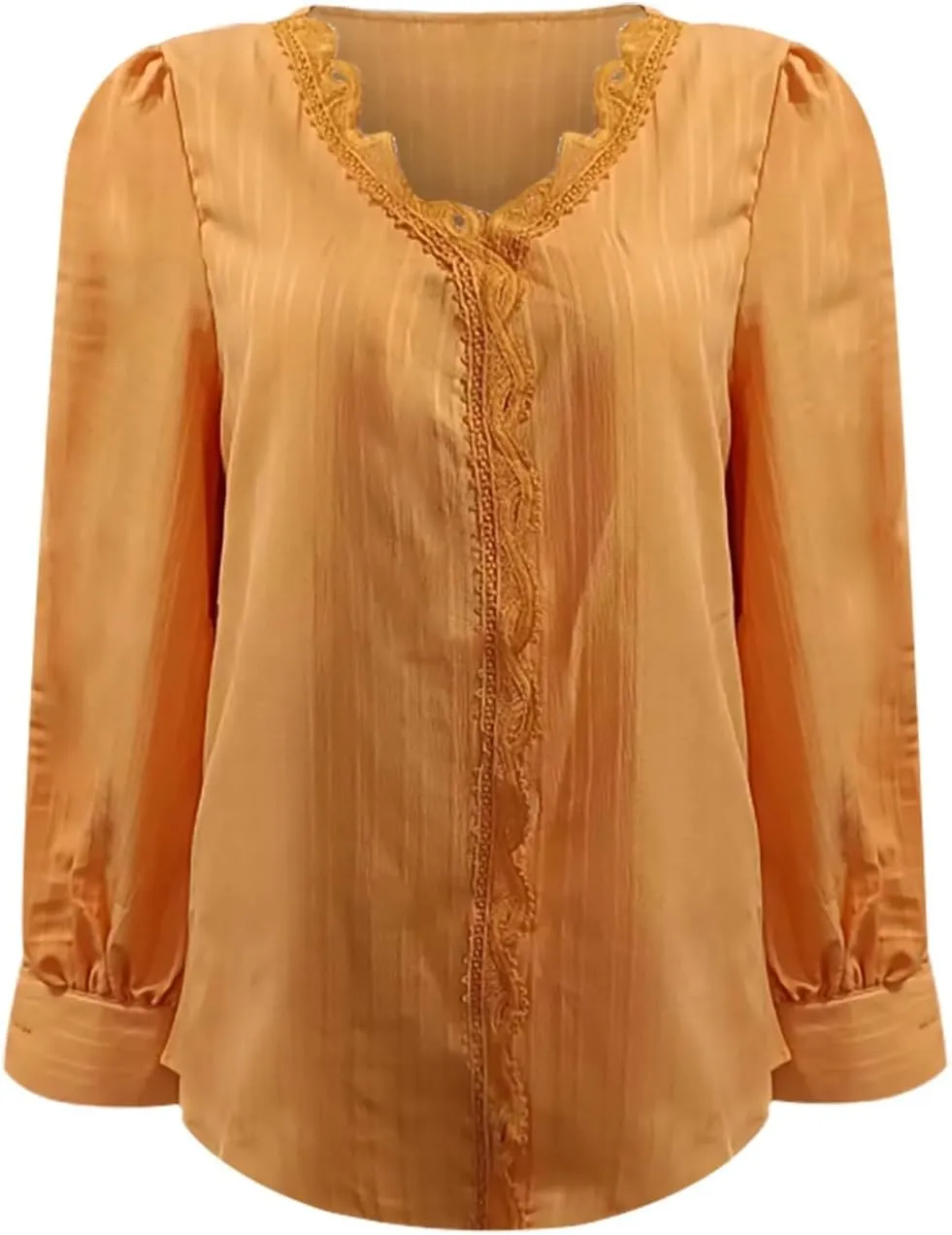 Dressy T Shirts for Women Elegant Lace Patchwork V Neck Long Sleeve Pleated Tops Office Work Going Out Party Blouse
