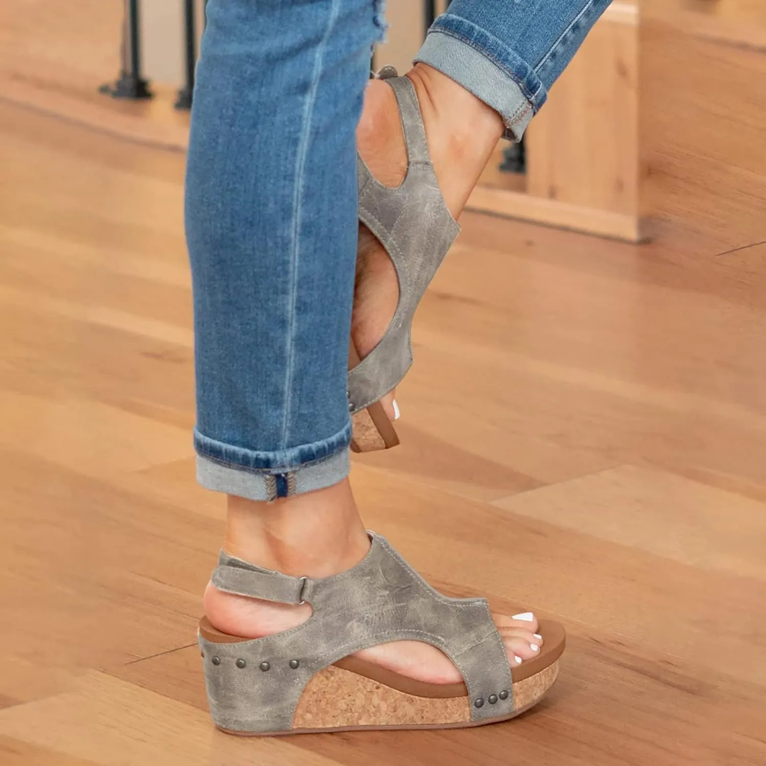 Eduavar Orthopedic Sandals for Women, Womens Sandals Comfortable Summer Casual Platform Wedge Sandals Peep Toe Sandals Shoes