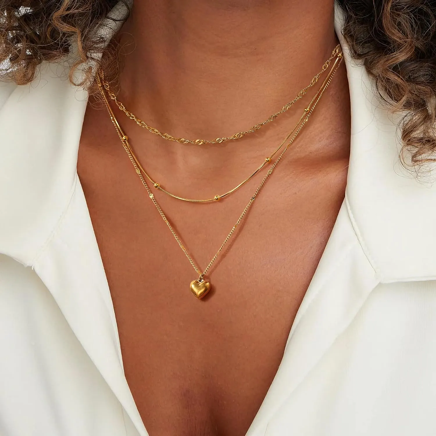 Elegance 11 designs Gold Heart Pendant Necklaces for Women,Dainty Layered Choker Waterproof Necklaces Stack Set for Women Trendy Gold Cute Necklaces Jewelry Gift