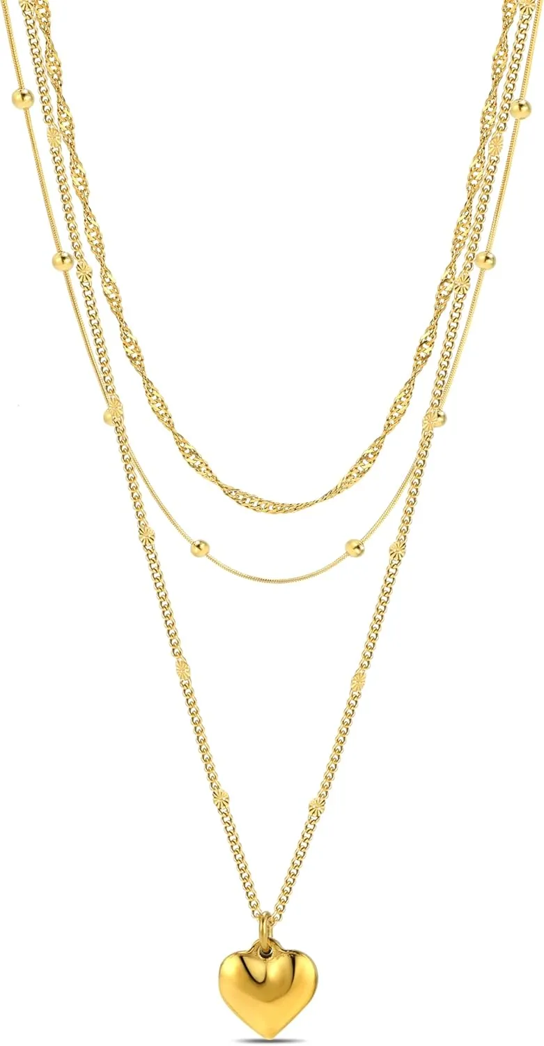 Elegance 11 designs Gold Heart Pendant Necklaces for Women,Dainty Layered Choker Waterproof Necklaces Stack Set for Women Trendy Gold Cute Necklaces Jewelry Gift
