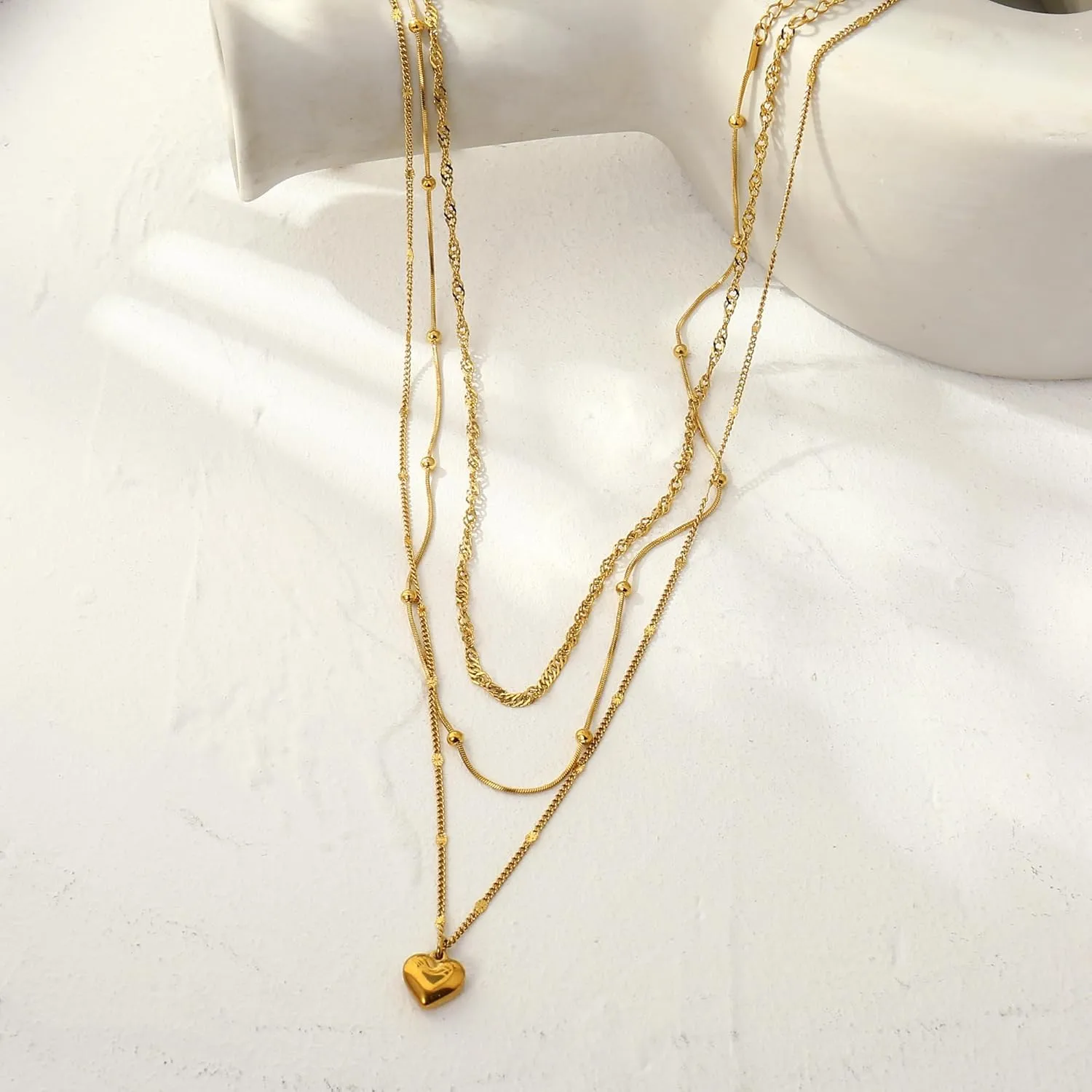 Elegance 11 designs Gold Heart Pendant Necklaces for Women,Dainty Layered Choker Waterproof Necklaces Stack Set for Women Trendy Gold Cute Necklaces Jewelry Gift