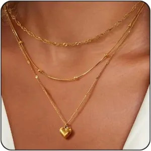 Elegance 11 designs Gold Heart Pendant Necklaces for Women,Dainty Layered Choker Waterproof Necklaces Stack Set for Women Trendy Gold Cute Necklaces Jewelry Gift