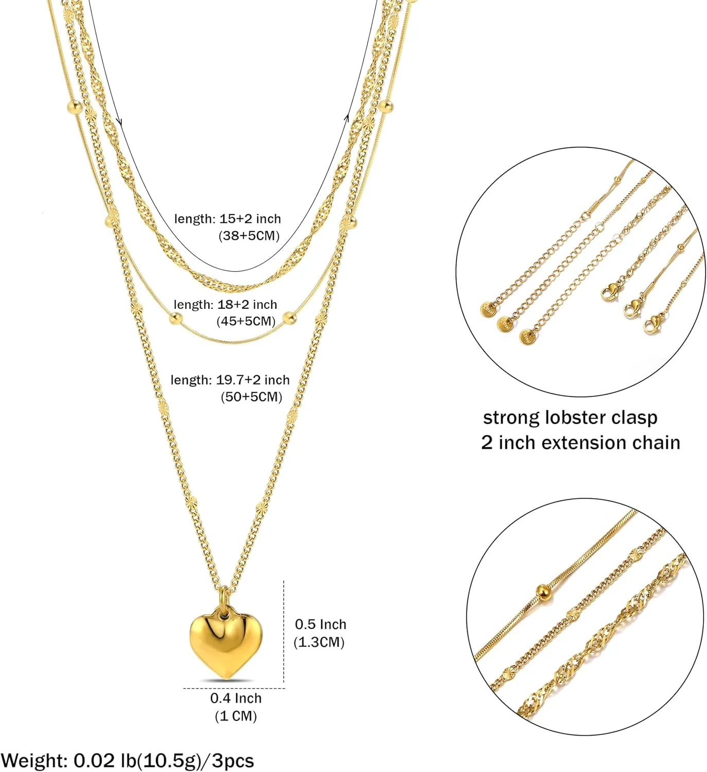 Elegance 11 designs Gold Heart Pendant Necklaces for Women,Dainty Layered Choker Waterproof Necklaces Stack Set for Women Trendy Gold Cute Necklaces Jewelry Gift