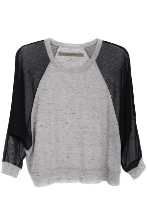 ENZA COSTA SPECKLED Jersey Chiffon Panel Sleeve Top