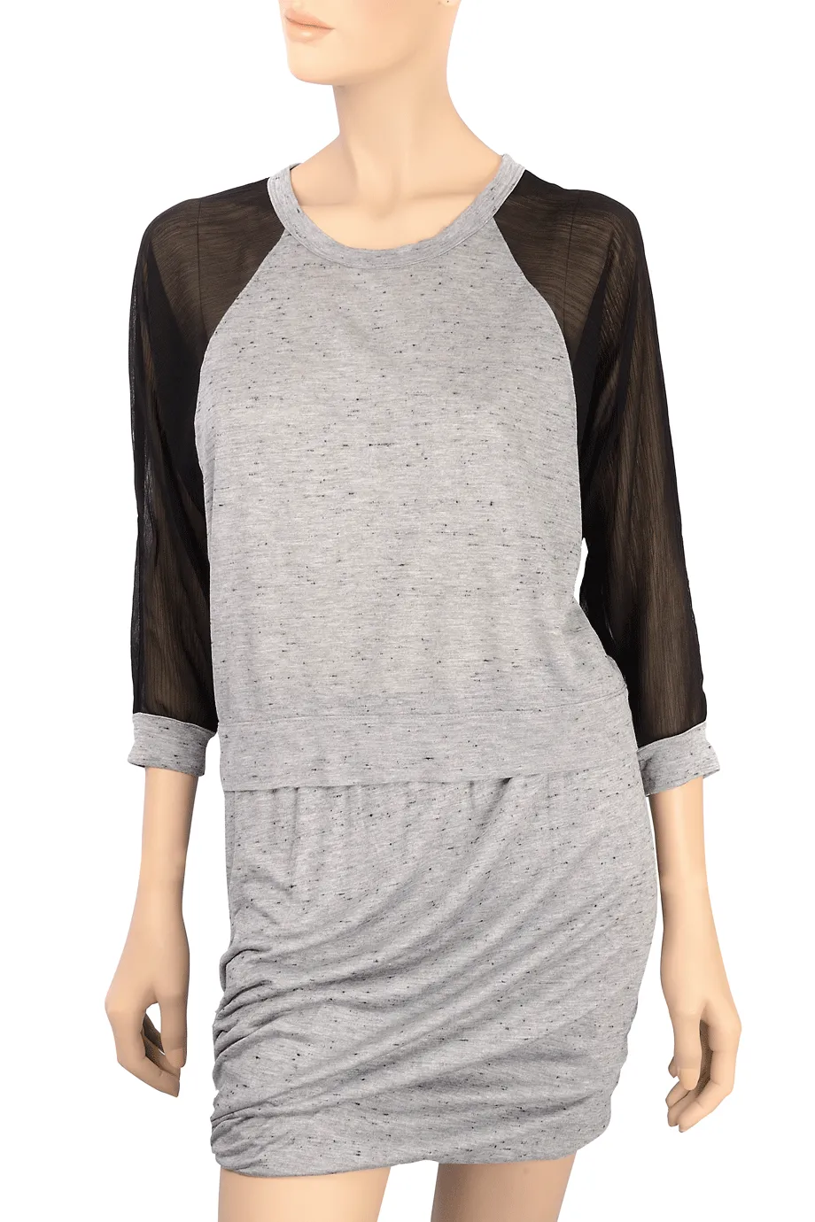 ENZA COSTA SPECKLED Jersey Chiffon Panel Sleeve Top