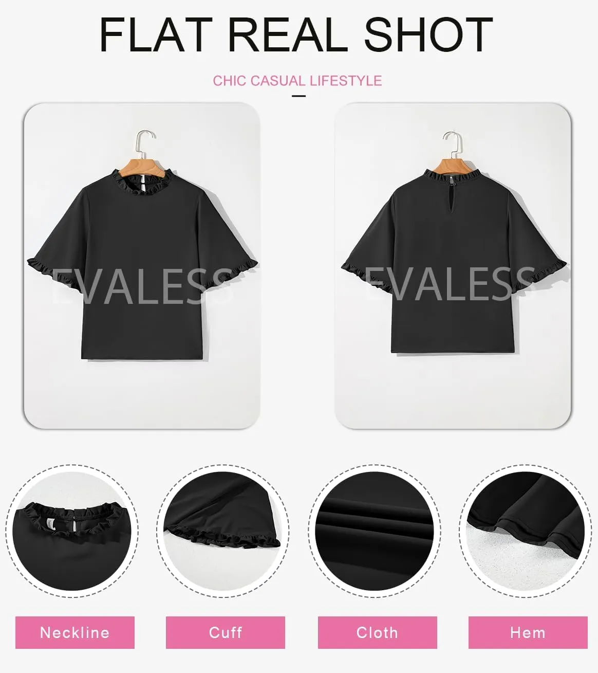 EVALESS Womens Half Sleeve Tops Cute Chiffon Blouses Summer Lightweight Ruffle Sleeeve Shirts Loose Fit Daily Wear 2025