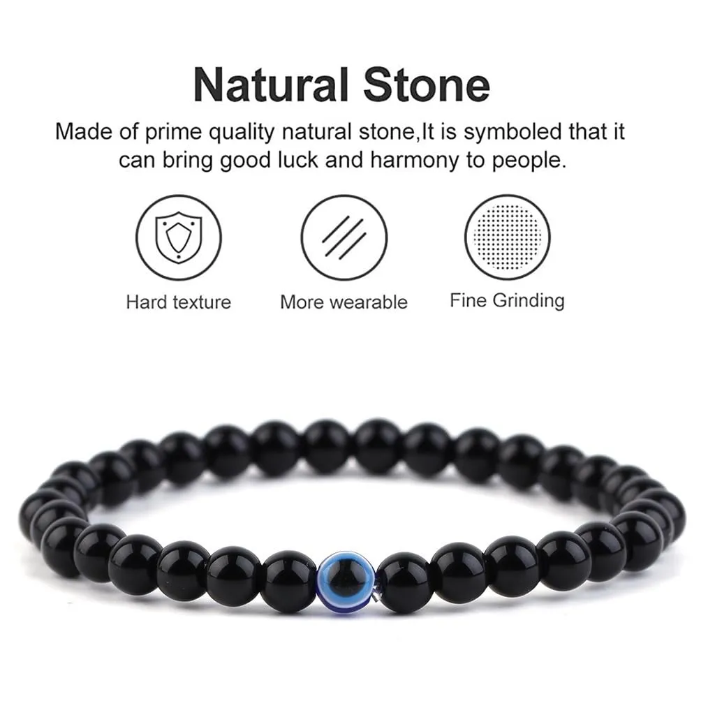 Evil Eye Bracelets, Mens Bracelet, Obsidian Bracelet, Bracelets for Men, Handmade Bracelets, Beaded Bracelets, Evil Eye Jewelry Gifts (6MM, Obsidian)