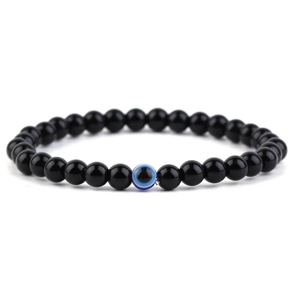 Evil Eye Bracelets, Mens Bracelet, Obsidian Bracelet, Bracelets for Men, Handmade Bracelets, Beaded Bracelets, Evil Eye Jewelry Gifts (6MM, Obsidian)