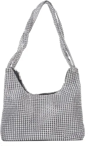 Exquisite Silver Clutch Bag Shiny for Rhinestone Underarm Bag Evening Bag Wedding Shoulder Bag Handbag for Women Girls