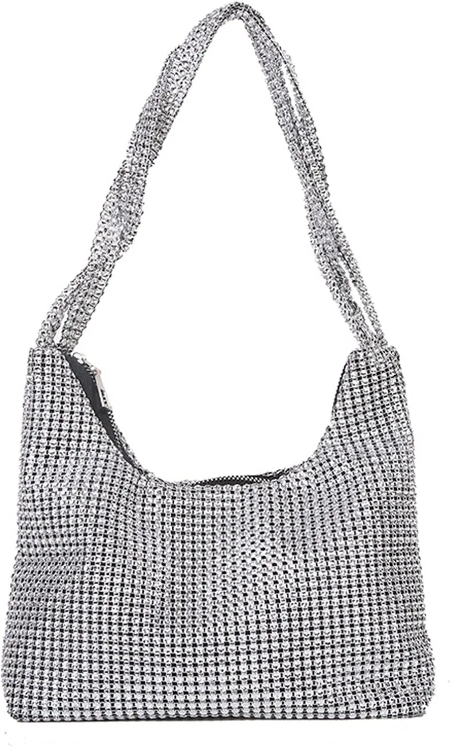 Exquisite Silver Clutch Bag Shiny for Rhinestone Underarm Bag Evening Bag Wedding Shoulder Bag Handbag for Women Girls