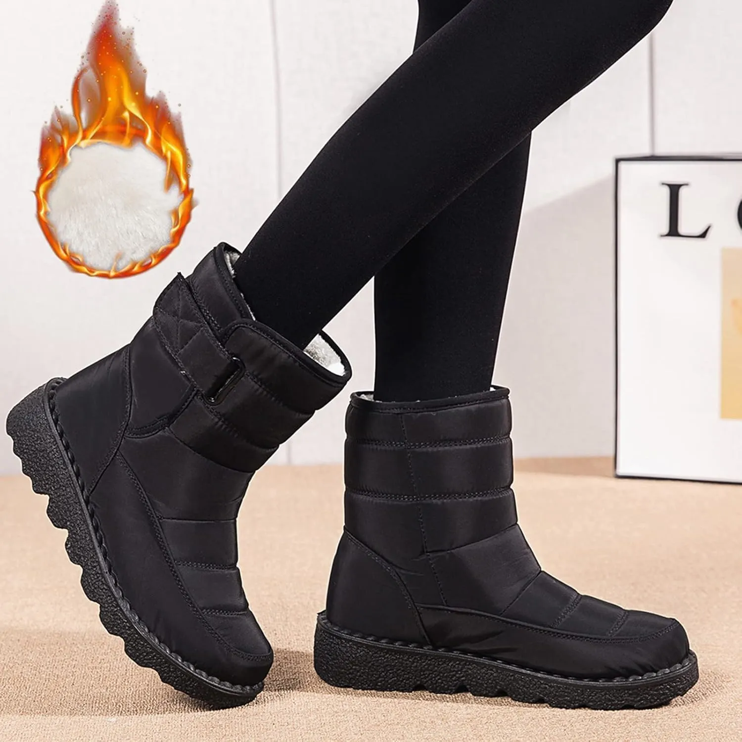 Extra Wide Calf Snow Boots for Women Women Snow Boots Wide Width Extra Wide Calf Winter Boots for Women Plus Size Outdoor Waterproof Rubber Boots for Women Womens Winter Boots Non Slip Zipper Size 10