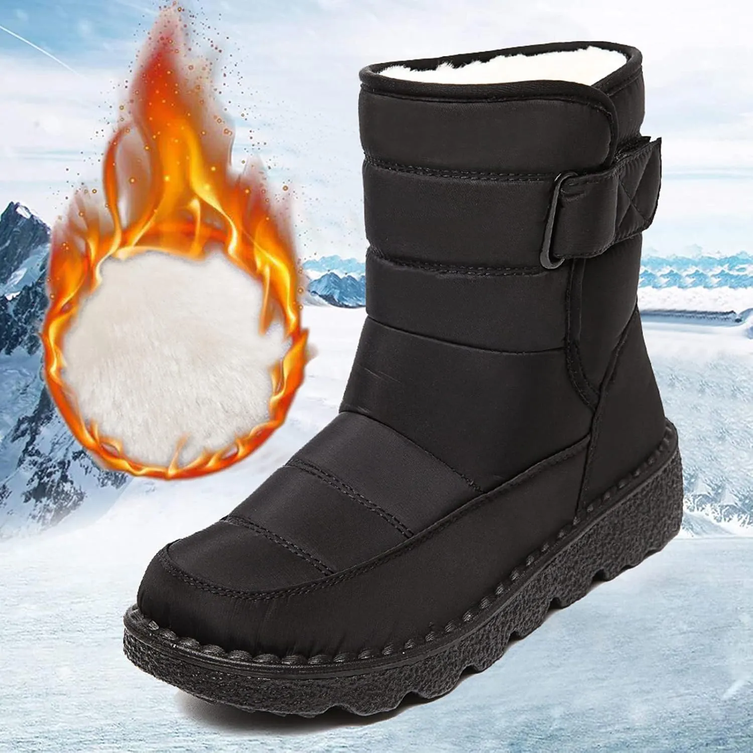 Extra Wide Calf Snow Boots for Women Women Snow Boots Wide Width Extra Wide Calf Winter Boots for Women Plus Size Outdoor Waterproof Rubber Boots for Women Womens Winter Boots Non Slip Zipper Size 10